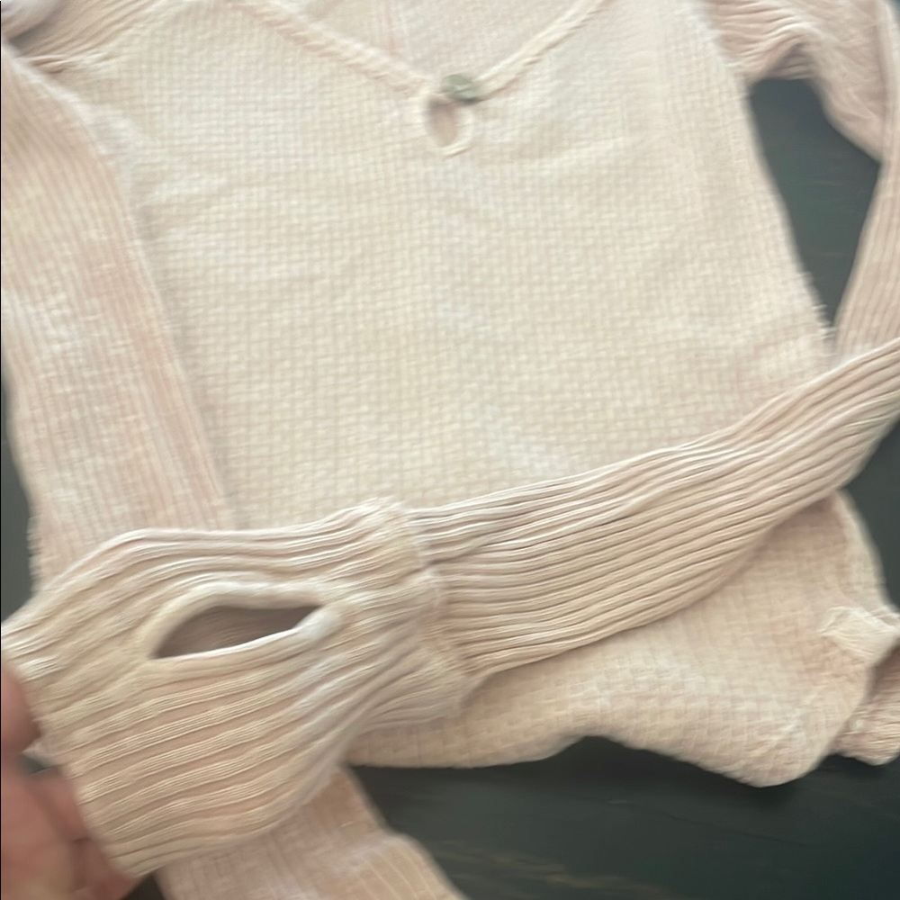 We The Free Blush Ribbed Buttoned Top - Picture 3 of 4